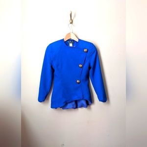 Vintage Bicci by Florine Wachter Blue Asymmetrical Jacket with Shoulder Pads